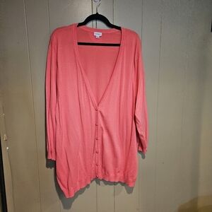 Avenue Coral Button-Down Cardigan Knit, Size 26/28 - Comfycore, GrandmaCore